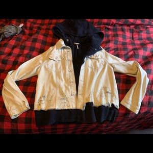 Free People hoodie denim jacket size large